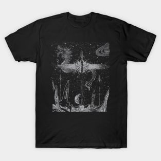 Space War With A Dragon Vintage Design T-Shirt